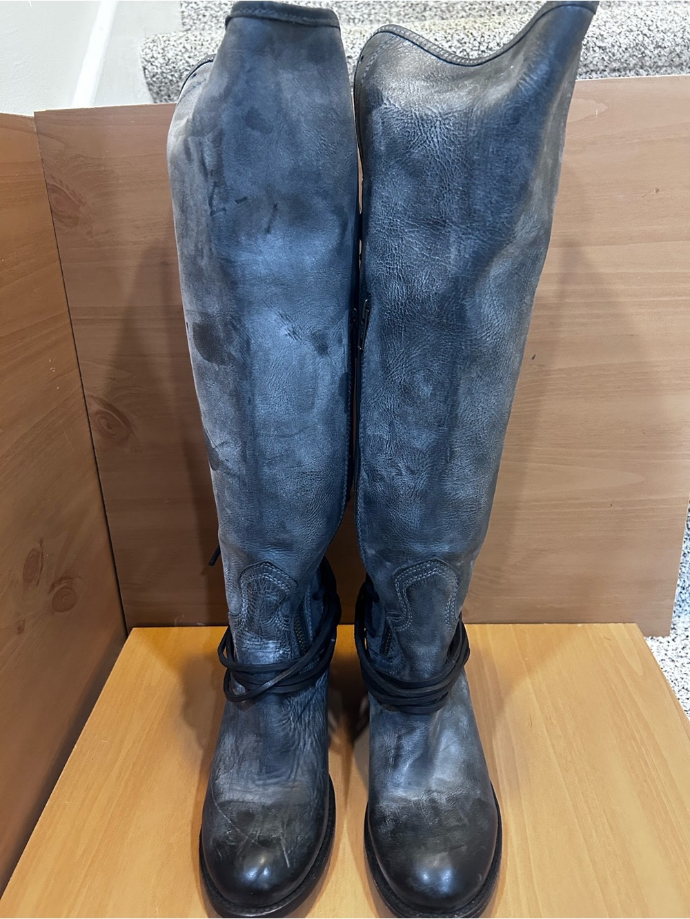 Freebird by Steven Coal Black Leather Tall Boots Size 8 - Picture 5 of 11